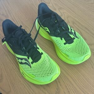 Saucony Lime Green Athletic Shoes with Black Details